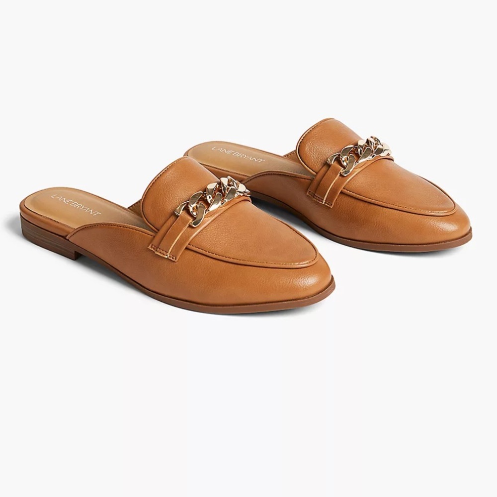 Lane Bryant plus size dream cloud faux leather chain slip-on mule size 9W - #13